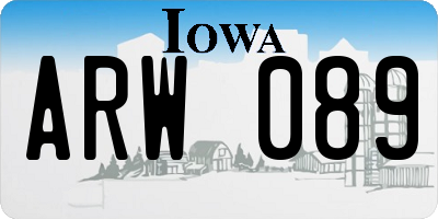 IA license plate ARW089