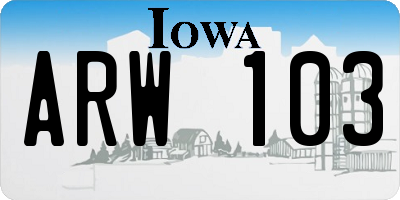 IA license plate ARW103