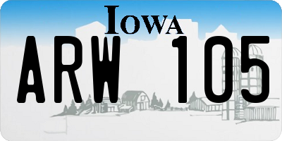 IA license plate ARW105