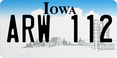 IA license plate ARW112