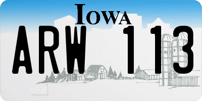 IA license plate ARW113