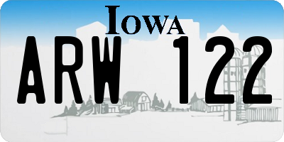 IA license plate ARW122