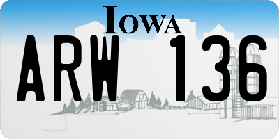 IA license plate ARW136