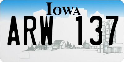 IA license plate ARW137