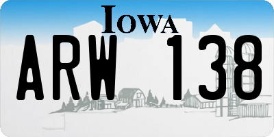 IA license plate ARW138