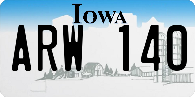 IA license plate ARW140