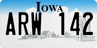 IA license plate ARW142