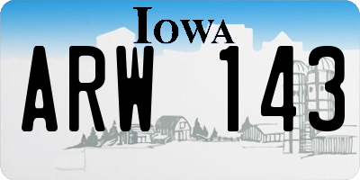 IA license plate ARW143