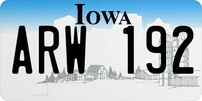 IA license plate ARW192