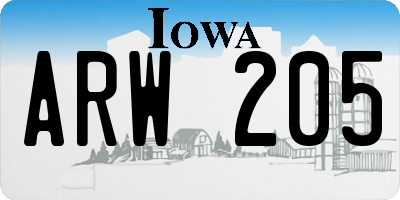 IA license plate ARW205