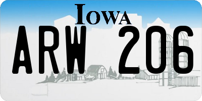 IA license plate ARW206
