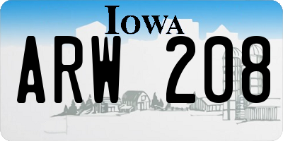 IA license plate ARW208
