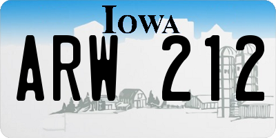 IA license plate ARW212