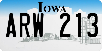 IA license plate ARW213