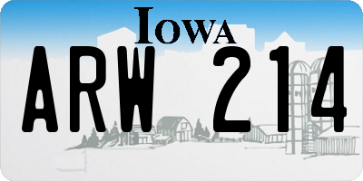IA license plate ARW214
