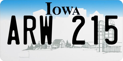 IA license plate ARW215