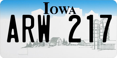 IA license plate ARW217