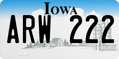 IA license plate ARW222
