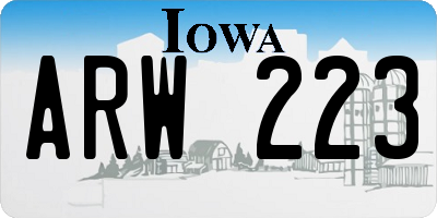 IA license plate ARW223