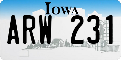 IA license plate ARW231
