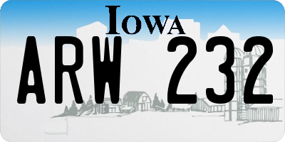 IA license plate ARW232
