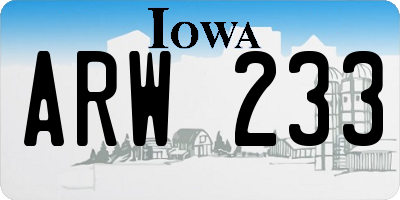 IA license plate ARW233