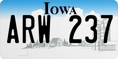 IA license plate ARW237