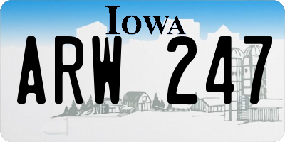 IA license plate ARW247