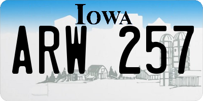 IA license plate ARW257