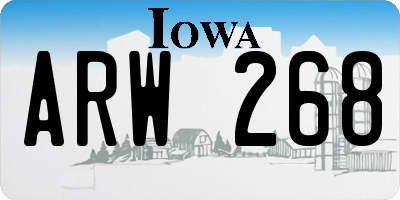 IA license plate ARW268