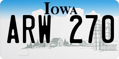 IA license plate ARW270