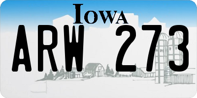 IA license plate ARW273