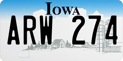 IA license plate ARW274
