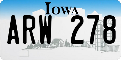 IA license plate ARW278