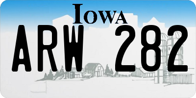 IA license plate ARW282
