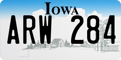 IA license plate ARW284