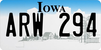 IA license plate ARW294
