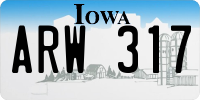 IA license plate ARW317