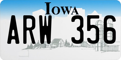 IA license plate ARW356