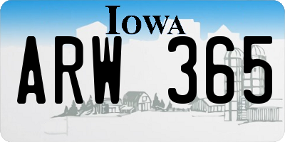 IA license plate ARW365