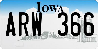 IA license plate ARW366