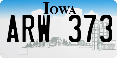 IA license plate ARW373
