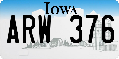 IA license plate ARW376