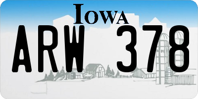 IA license plate ARW378