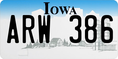 IA license plate ARW386