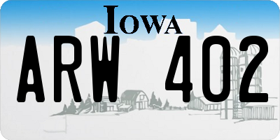 IA license plate ARW402