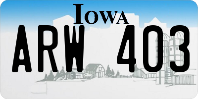 IA license plate ARW403
