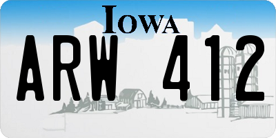 IA license plate ARW412