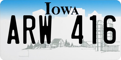 IA license plate ARW416