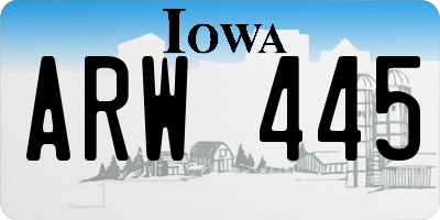 IA license plate ARW445